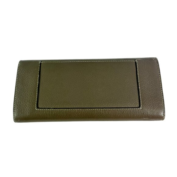 CELINE Taupe Leather Large Flap Multifunction Women's Long Wallet Made in Italy - Picture 13 of 15